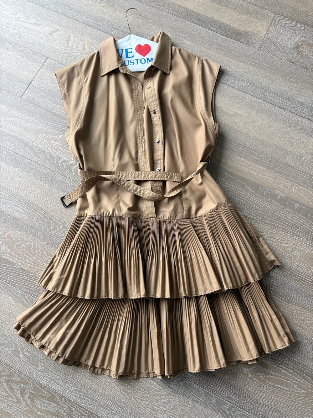 Current Air Sleeveless Tiered Pleated Dress - Brown